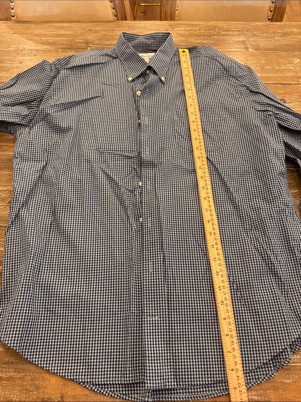 Peter Millar Navy and White Gingham Button-Down Shirt